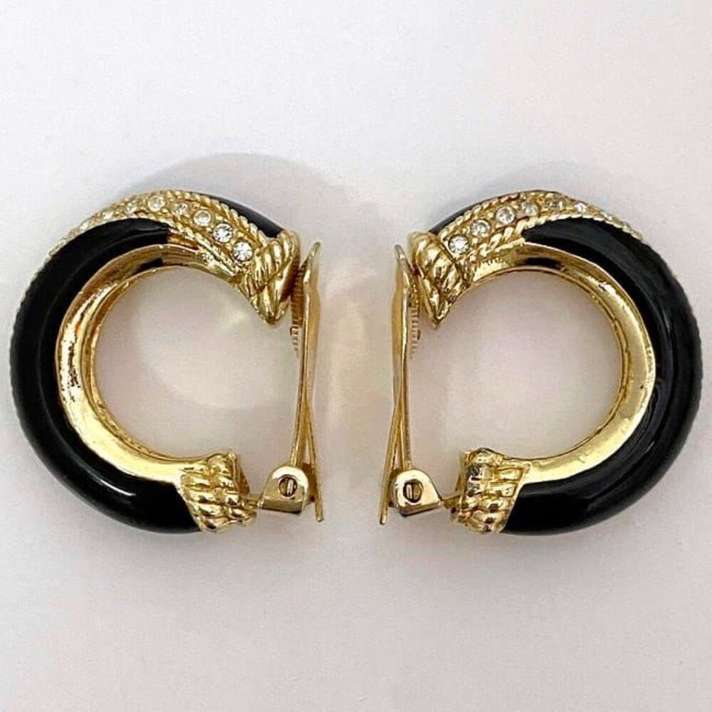 Christian Dior Earrings Gold Black - Picture 7 of 10